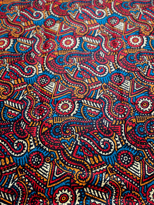 African Ankara Wax Print Fabric, 100% Cotton, 6 Yards