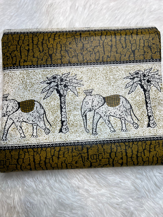 African Ankara Fabric: Tribal Elephant Print, 6 Yards