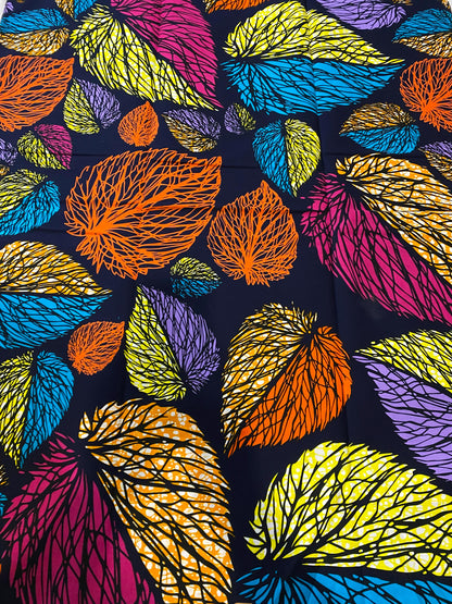African Ankara Wax Print Fabric, 100% Cotton, 6 Yards