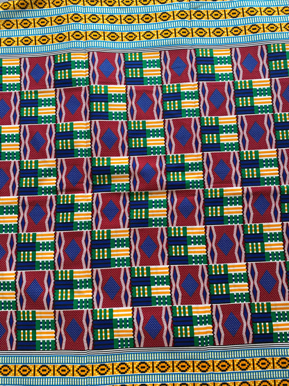 6yards Kente Genuine 100% cotton fabric African wax
