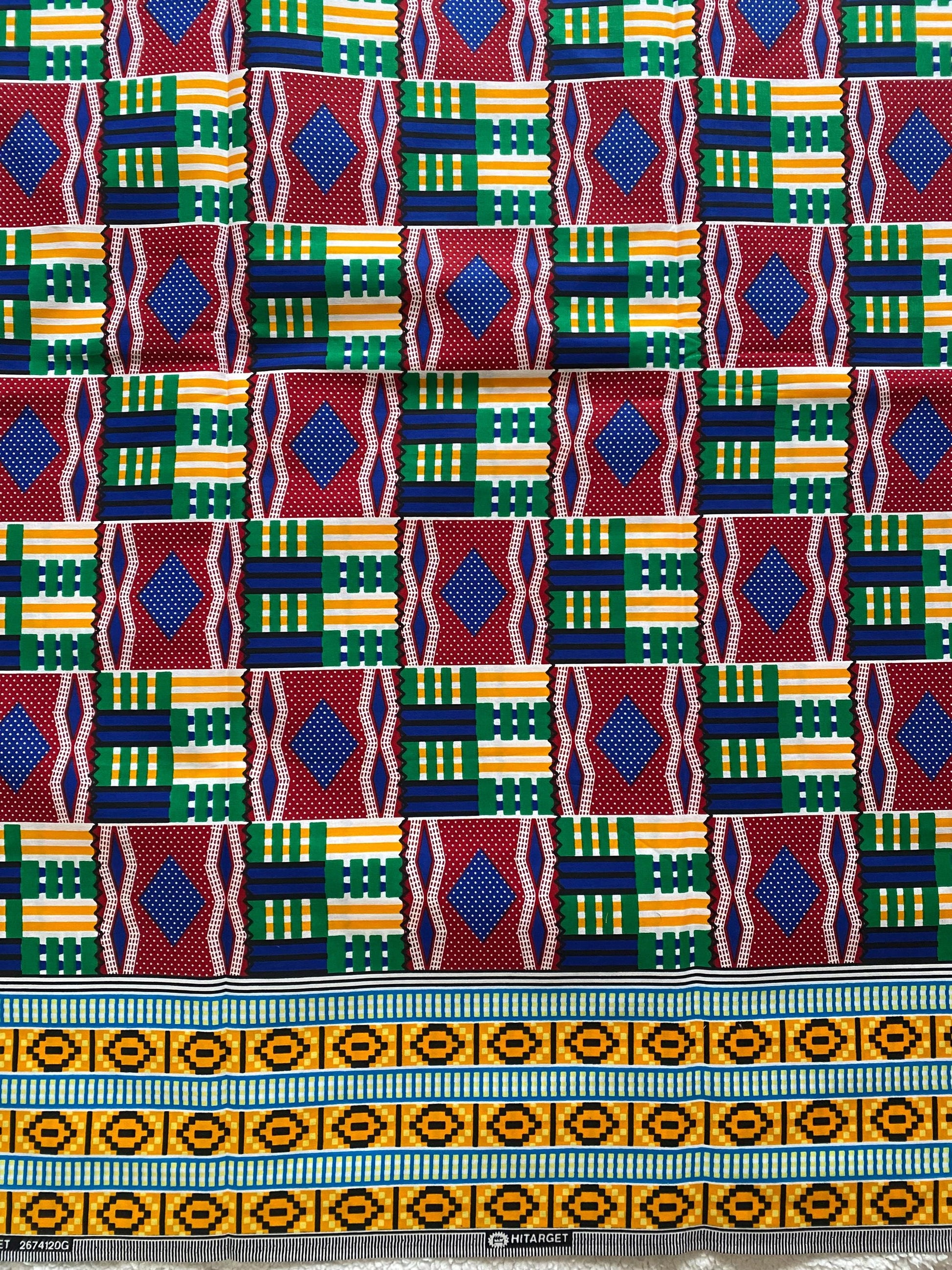 6yards Kente Genuine 100% cotton fabric African wax