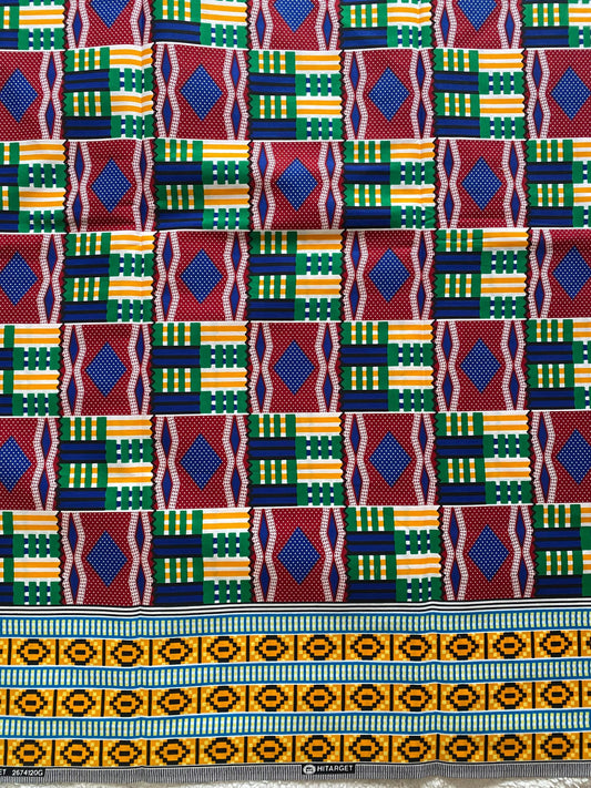 6yards Kente Genuine 100% cotton fabric African wax