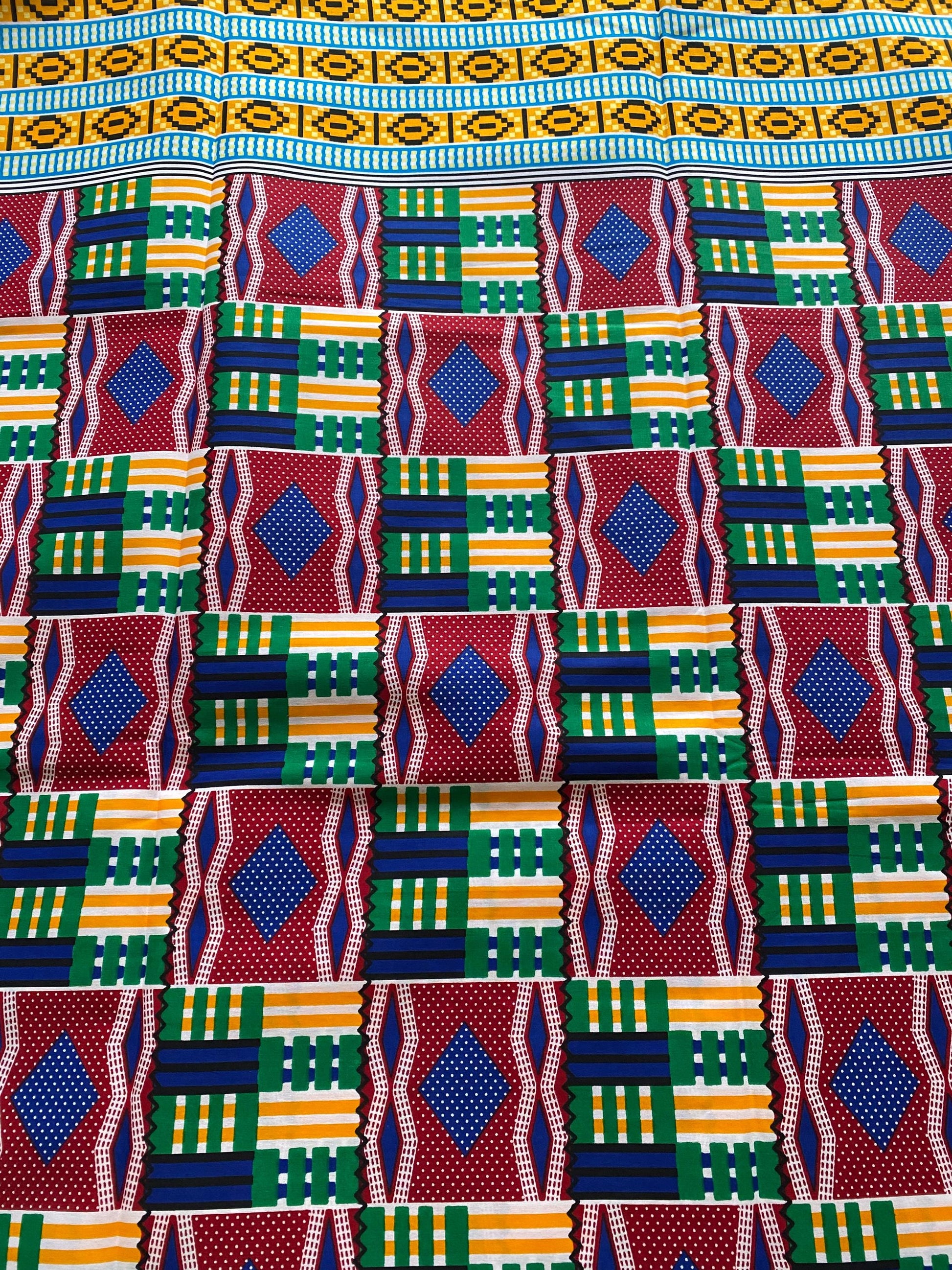6yards Kente Genuine 100% cotton fabric African wax