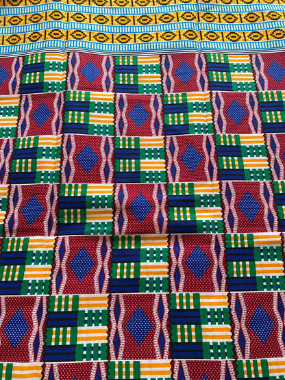 6yards Kente Genuine 100% cotton fabric African wax