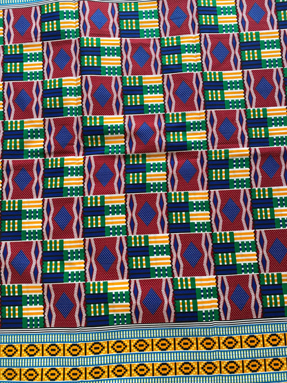 6yards Kente Genuine 100% cotton fabric African wax