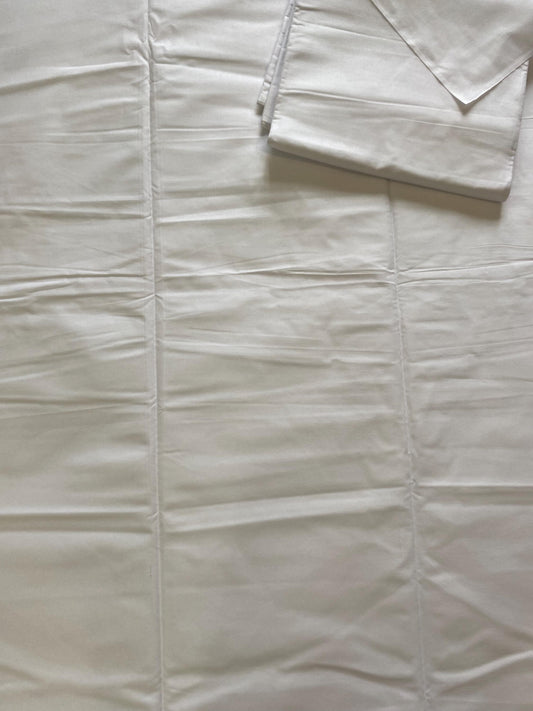 Plain White African Wax Print Fabric - 100% Cotton, 6 Yards