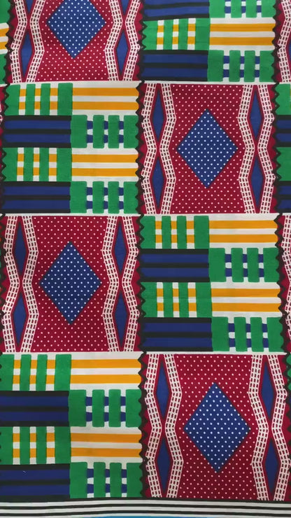 6yards Kente Genuine 100% cotton fabric  African wax