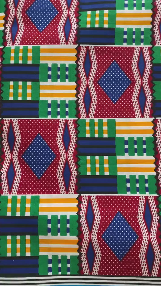6yards Kente Genuine 100% cotton fabric  African wax